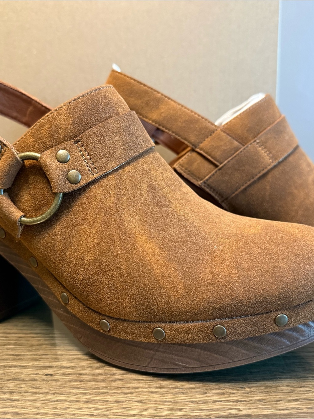 Frye & co. Brown Suede Slingback Clog with Ring Detail